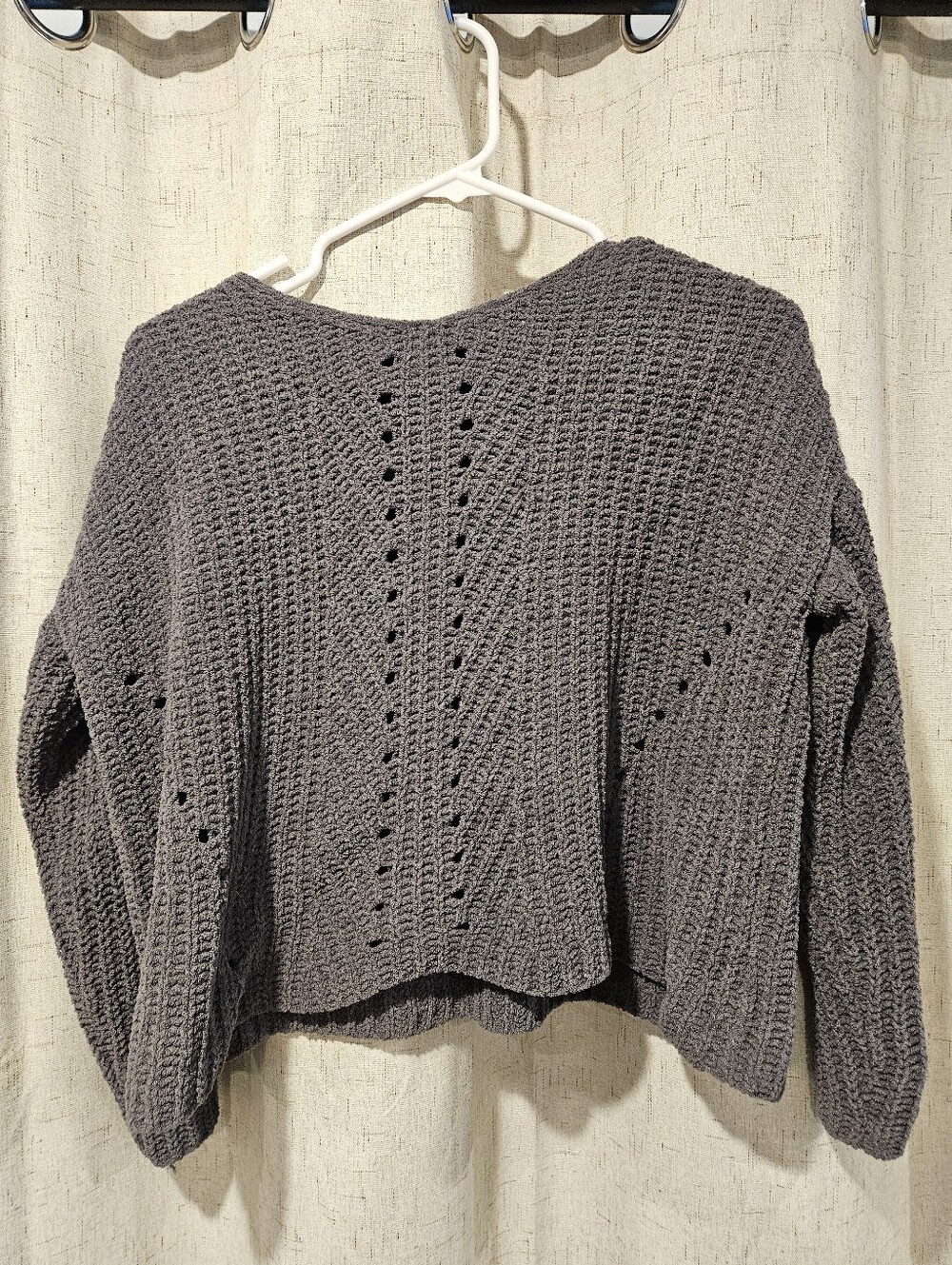 Youth Gray Open-Knit Pullover Sweater